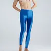남성 열 속옷 광택 남성 섹시한 새틴 꽉 바지 레깅스 허리 플러스 크기 반짝이는 요가 스포츠 스웨트 팬츠 바지