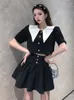 Work Dresses Fashion Summer 2 Pieces Outfit Women Sweet Retro Short Cropped Tops Shirt Blouse High Waist Mini Skirt Mujer Set Street