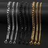 Bracelets de charme 311mm Mens en acier inoxydable Curb Cuban Link Chaîne Noir Or Couleur Argent Bracelet Pour Femmes Bijoux KBM03 230821