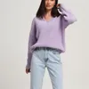 Pulls pour femmes HSA 2023 Pull tricoté Femmes Chic Pulls Sweet Basic Casual Lâche Manches longues Col V-Col V-Col Tops Spring Jumpers