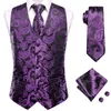 Gilets pour hommes Lilas Lavande Violet Soie Mens Gilet Cravate Ensemble Veste sans manches Costume Gilet Cravate Hanky Boutons de manchette Mariage Business surdimensionné