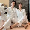 Abbigliamento per il sonno femminile Donne Abito da pigiama in raso casual stampato 2 pezzi Shirtpants Abbigliamento a maniche lunghe Coppia di abiti da notte