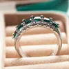 Bagues de cluster Cellacity Femmes 925 Bague en argent sterling pour charme dame avec couleur vert émeraude pierre précieuse femelle datation fête bijoux cadeau