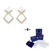 Studörhängen 2023 Högkvalitativ modförfining Rose Uppbyggnad Clear Crystal Pearl Gold Dual Earringoriginal Woman Jewelry Gift