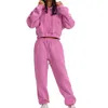 Kvinnors tvådelade byxor hösten och vintern Casual mode Fast Color Pullover med dragsko hoodie Set Pant Suit Life Party Romper