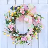 Decorative Flowers 5 Styel Bow Ribbon Easter Eggs Wreath Garland Door Ornaments Wall Decor Happy 2023 Day For Home Kids
