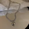 Choker FYUAN Koreanischer Stil Geometrisch Für Frauen Silber Farbe Herz Anhänger Halsketten Schmuck Geschenke