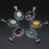 Pendanthalsband Natural Stone Opal Malachite Agate Shell Abalone cloisonne runda för smycken MakingDiynecklace Earring Gift Party40x70mm