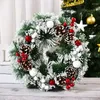 Fleurs décoratives couronne de Noël artificielle flocon de neige coloré belle porte de fenêtre murale pour décor de fête de poupée de cercle de rotin avant