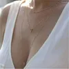 Ras du cou acier inoxydable géométrie Triangle rectangulaire pendentif femme couleur or multicouche chaîne collier pour femmes bijoux cadeau