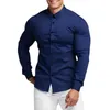 Camisas casuais masculinas Moda de manga longa Camisa sólida masculina super fit fit masculino vestido de negócios masculino ginástica esportes de fitness roupas 230822