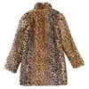 Jackets femininos Vendas em tempo real de peles falsas para o inverno Moda de comprimento médio jaqueta estampa de leopardo Mulheres longas casaca longa