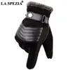 Gants à cinq doigts LA SPEZIA marron gants en cuir pour hommes véritable peau de porc Russie gants d'hiver chaud épais conduite ski gants pour hommes Guantes Luvas 230822