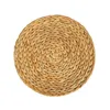 Mats Almofadas Conjunto de 4 placemats redondos para mesa de jantar Wicker Wicker Natural Strawhouse House