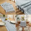 Table Runner Hand Woven Hollow Tassel Stripe Flag Household American Rural Tablecloth Home Decor Dining 230822