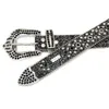 Black New Crown Rhinestone Women's Belt Handmade Inlaid with Trendy Punk Personalized Pants Belt