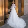 エレガントなA-Line Organza Wedding High Neck Leng Sleeves Bride Bridal Gowns Robe De MarieeカスタムメイドVestido De Noiva 2023