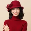 Wide Brim Hats Bucket Lady Chic Flower Asymmetric Cloche Cap Women 100 Wool Felt Fedora 230822