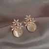 Boucles d'oreilles exquises feuilles d'opale fleur pour les femmes brillant strass Zircon géométrique ovale boucle d'oreille fille fête déclaration bijoux