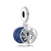 925 Sterling Srebrny Dangle Charm Niebo Blue Series Butterfly Kwiat jednorożca gwiazdy Księżyc sowy płaski koralik do pandora uroków Autentyczny 925 srebrnych koralików