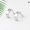 Stud Earrings Luxury Jewelry C Shape Cross Screw For Women And Men Titanium Steel Top Quality Stainless Set