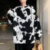 Sweats à capuche pour hommes Sweatshirts Hommes Cow-Print O-Cou No Hat Automne Mode Lâche Tendance All-Match Harajuku Design Unisexe Chaud Mignon Qualité Vêtements