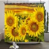 Shower Curtains 3d Sunflower Yellow Flowers Shark Shower Curtains Bathroom Waterproof Bath Curtain Cloth With Decor Bath Screen R230822