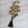 Pendentif Colliers 108 Collier de perles Mala Turquoises africaines Onyx noué à la main Prière pour hommes Yoga Méditation274K