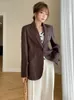 Damenleder echtes Blazers Jacke Frühling Herbst 2023 Mode Single Button Long Sleeved Natural Sheepell Coat Jaqueta