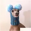 Dog Apparel Super Cute Hand-Woven Italian Greyhound Hat With Two Pom-Poms For Pet Hatsdog Drop Delivery Home Garden Supplies Otqrx