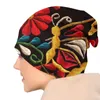 Boinas de borboletas mexicanas e padrões de flores boné unissex de inverno chapéus chapéus de tricô externo otomi art skullies gorros