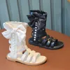 Stövlar sommaren 2023 Nya modeflickor Pearl Kids Princess Sandaler Öppna High Top Cool Boots Style Breateble R230822