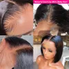 Perucas dianteiras de bob curto para mulheres negras brasileiro hd 13x4 laço frontal pré arrancado osso em linha reta peruca de cabelo humano
