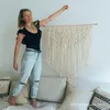 Tapices Macrame Bohemio Decoración del hogar Dormitorio Fondo Geometría artística moderna Tapiz hecho a mano teñido liso Colgante de pared