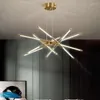 Ljuskronor modern ledande linjär ljuskrona ljus guld levande dekoration matsal sovrum loft lampa kreativ design samsarah belysning