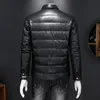 Heren Trench Coats Autumn en Winter Leather Jacket Down 90 White Duck Warm met revers Casual Fashion Black 4xl 230822