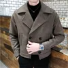 Heren Jackets Men Windendaar Autumn Winter verdikte wollen blend Trench Jackets Lagen Korte losse Koreaanse heren dubbele rijen tweed Tweed Coat J230821