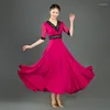 Scene Wear Ballroom Dance Dress Competition Women National Standard Modern Dancewear Costumes V-Neck Big Swing Waltz Practice Clothes