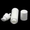 30pcs 15 ml 30 ml 50 ml blanc pur cylindrique bord d'argent vide contenants d'emballage cosmétique émulsion en plastique bouteilles de pompe sans air Cddss