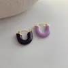 ALLME – boucles d'oreilles créoles de Style coréen pour femmes, en émail de couleur violette, en métal plaqué or, asymétrique, déclaration, bijoux quotidiens