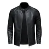 Heren Trench Coats Spring herfst Leather Jacket Men Stand Kraag Slim Pu Fashion Motorfiets Causale jas Mens Moto Biker 230822