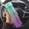 Water Bottles 600ml Space Octagonal Cup With Straw Gradient Protable Outdoor Leakproof Sports Bottle Kettle Drinking