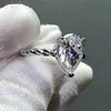 Küme Yüzükleri 2021 Solitaire Armut Kesme 6ct Simüle ELMAS CZ RING 925 STERLING Gümüş Nişan Düğün Band Kadınlar Partisi JE219X