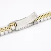 19 20mm Ny 316L rostfritt stål Guld Två ton Watch Band Strap Old Style Jubilee Armband Curved End Distribution Clasp Buckle173R