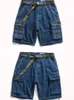 Men's Jeans Summer American Retro Denim Tooling Shorts Fashion Pure Cotton Washed Old Multi-pocket Casual Straight 5-point Pants