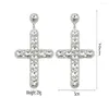 Dingle örhängen Big Crystal Cross Drop for Woman 2023 Long Rhinestones Earring Statement smycken modetillbehör Bijoux Uken