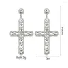 Brincos de Brincos Big Crystal Cross Drop For Woman 2023 Long Rhinestones Brincho Jóias Acessórios de moda de jóias Bijoux uken