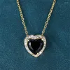 Chains Fashion Tiny Sweet Heart Black Color Zircon Chain Necklaces For Women Gold Necklace Jewelry Wedding Confession Gift