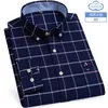 Mäns casual tröjor 2023 Oxford Moda Masculina 100 Fino Manga Longa Casual Cor Xadrez Listra Vestido Formell Camisa 230822