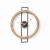 Relojes de pared Reloj de madera creativo americano Pantalla LCD Diseño moderno silencioso Decoraciones para el salón Reloj De Pared